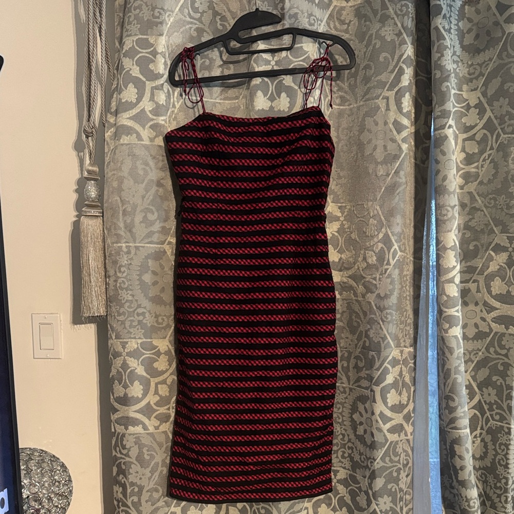 Betsey Johnson Black and Red Plaid Striped Dress